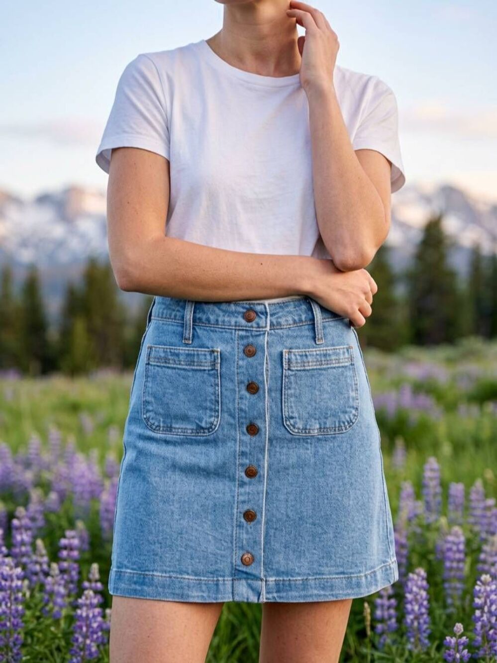 🔸️American Eagle Buttoned Front Denim Skirt Size 0